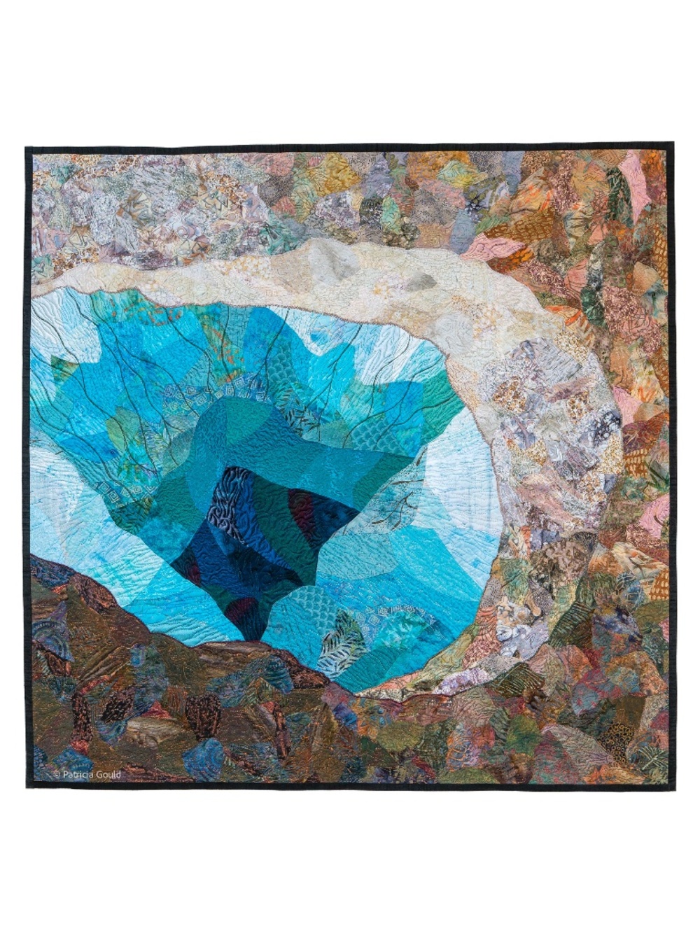 MORNING GLORY POOL - original mixed media textile wall hanging - New